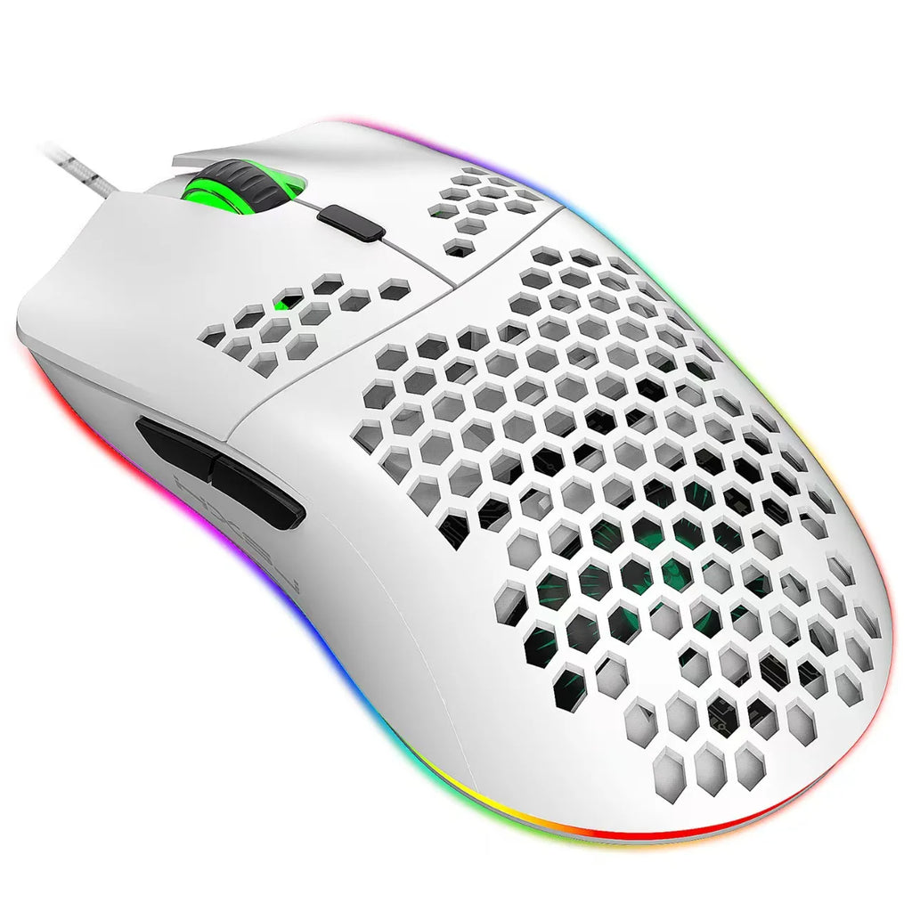 RGB Honeycomb Wired Gaming Mouse with Macro Programming, 6400 DPI, Ergonomic Design for PC & Laptop