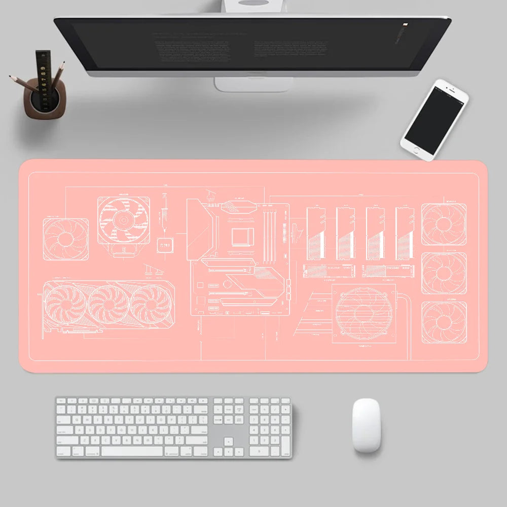 Larger Mousepad CPU Artistic line design Style Gaming Keyboard Computer 600x1200mm Desk Mat Accessories Game Mause Ped Office