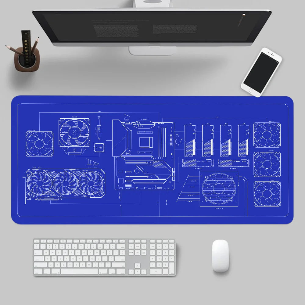 Larger Mousepad CPU Artistic line design Style Gaming Keyboard Computer 600x1200mm Desk Mat Accessories Game Mause Ped Office