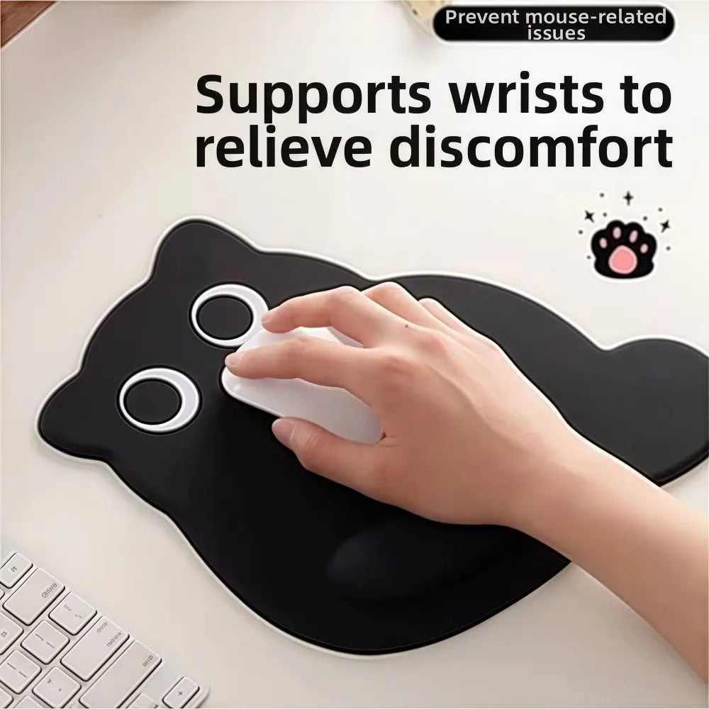 Big-eyed Cat Mouse Pad Non-Slip Comfortable Wrist Rest Typing Pad Soft Dirt-resistant Ergonomic Mouse Pad For Computer Office
