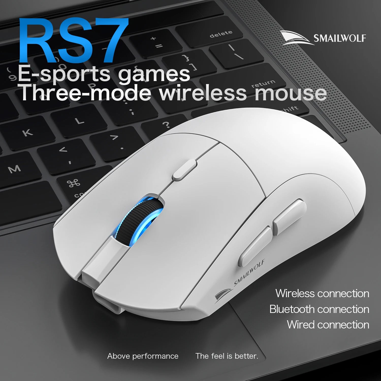 MAILWOLF RS7 Wireless Gaming Mouse – PAW3311 Sensor, 20000 DPI, Bluetooth & USB Receiver