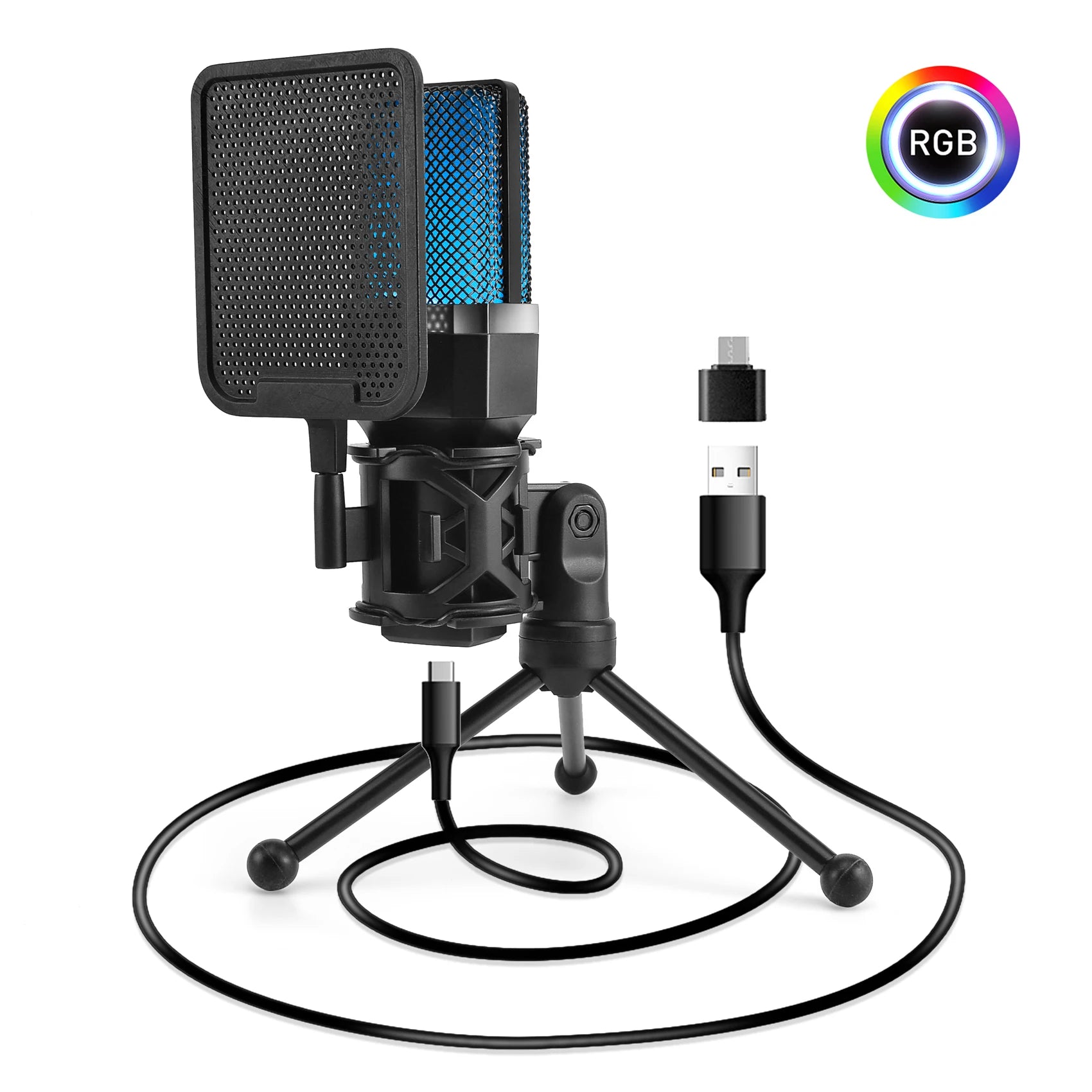 Gaming Computer Professional Condenser Microphone Mic PC Laptop USB