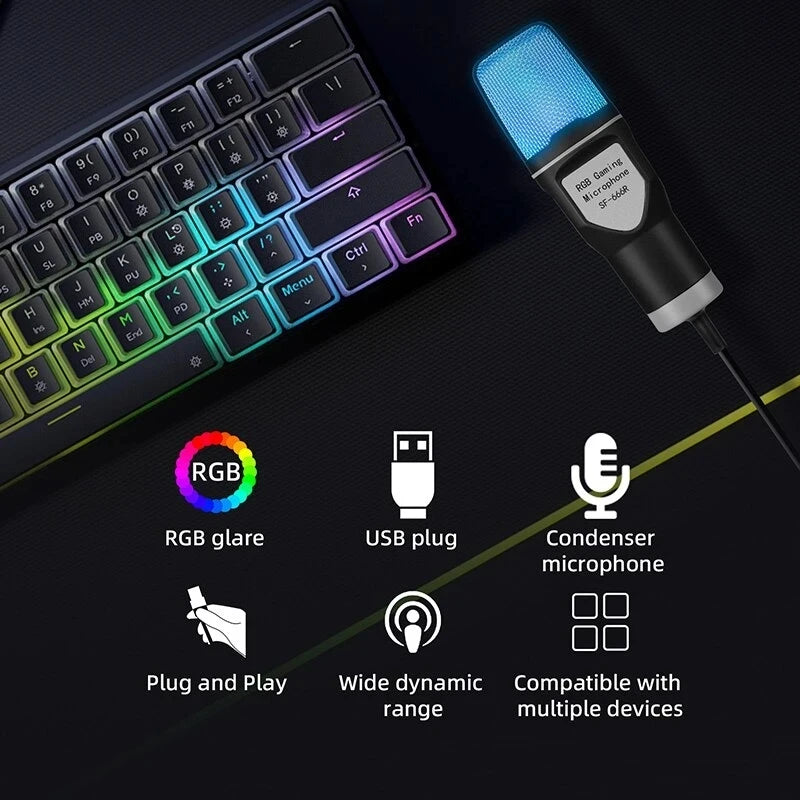 Gaming Computer Professional Condenser Microphone Mic PC Laptop USB