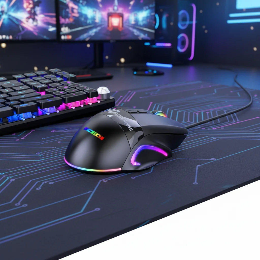RGB Programmable Wired Gaming Mouse with 9 Programmable Buttons, Adjustable DPI & Ergonomic Design for PC and Laptop