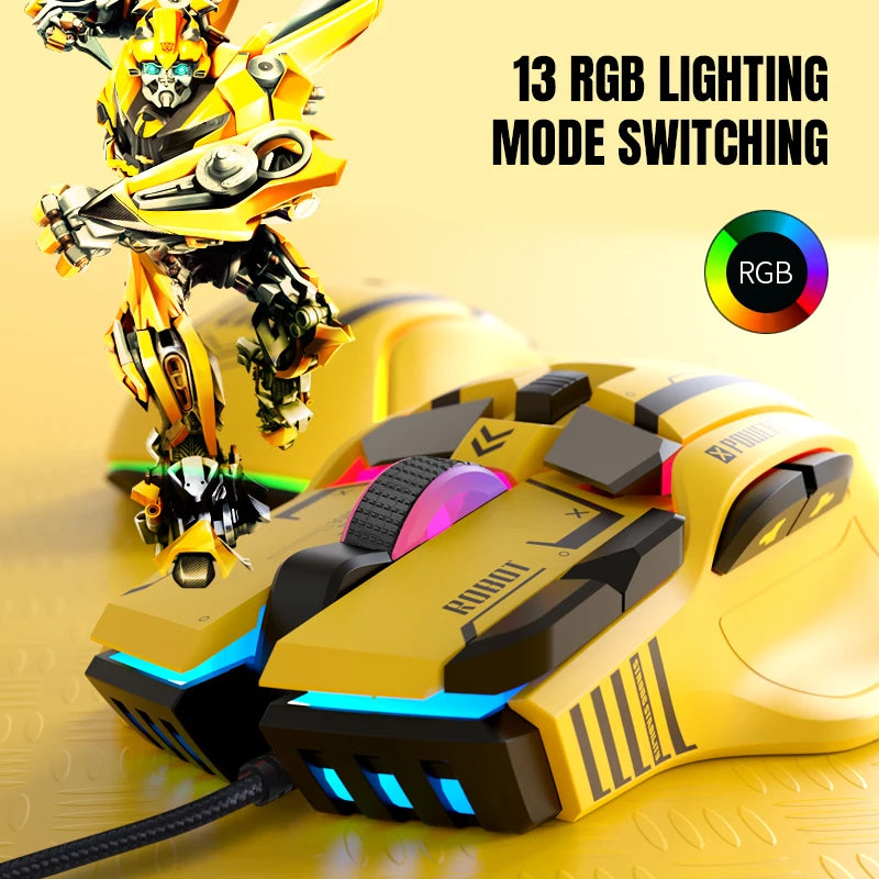 FreeWolf G6 Mechanical Wired Gaming Mouse 12800 DPI RGB Backlit Macro Ergonomic Mecha Design Ergonomic Gaming Office