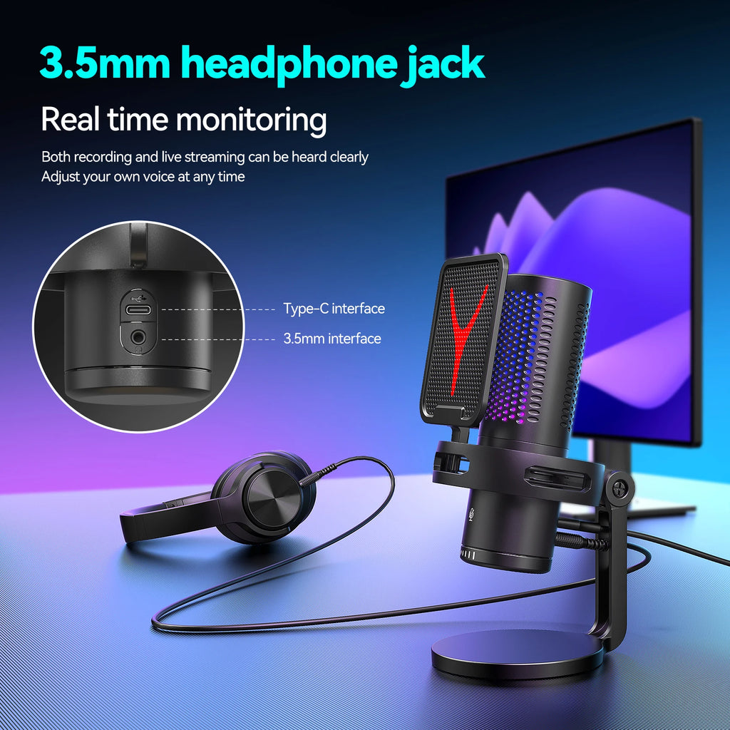 Gaming Computer Professional Condenser Microphone Mic PC Laptop USB