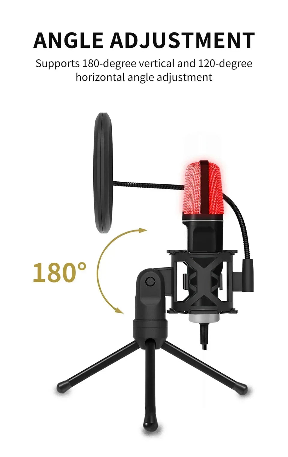 USB Microphone Clear Full RGB Capacitive Gaming Esports Desktop Microphone Live Conferencing Podcast Recording Studio Computer