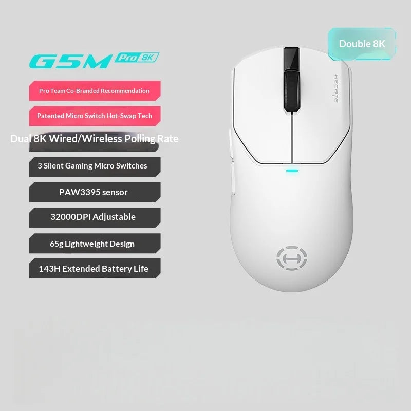 EDIFIER HECATE G5M Ultra Wireless Gaming Mouse G5M Ultra Dual 8K Hot Swappable Silent Switch PAW3950 Nordic 54L15 600Mah Laptop