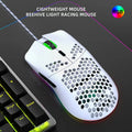 RGB Honeycomb Wired Gaming Mouse with Macro Programming, 6400 DPI, Ergonomic Design for PC & Laptop