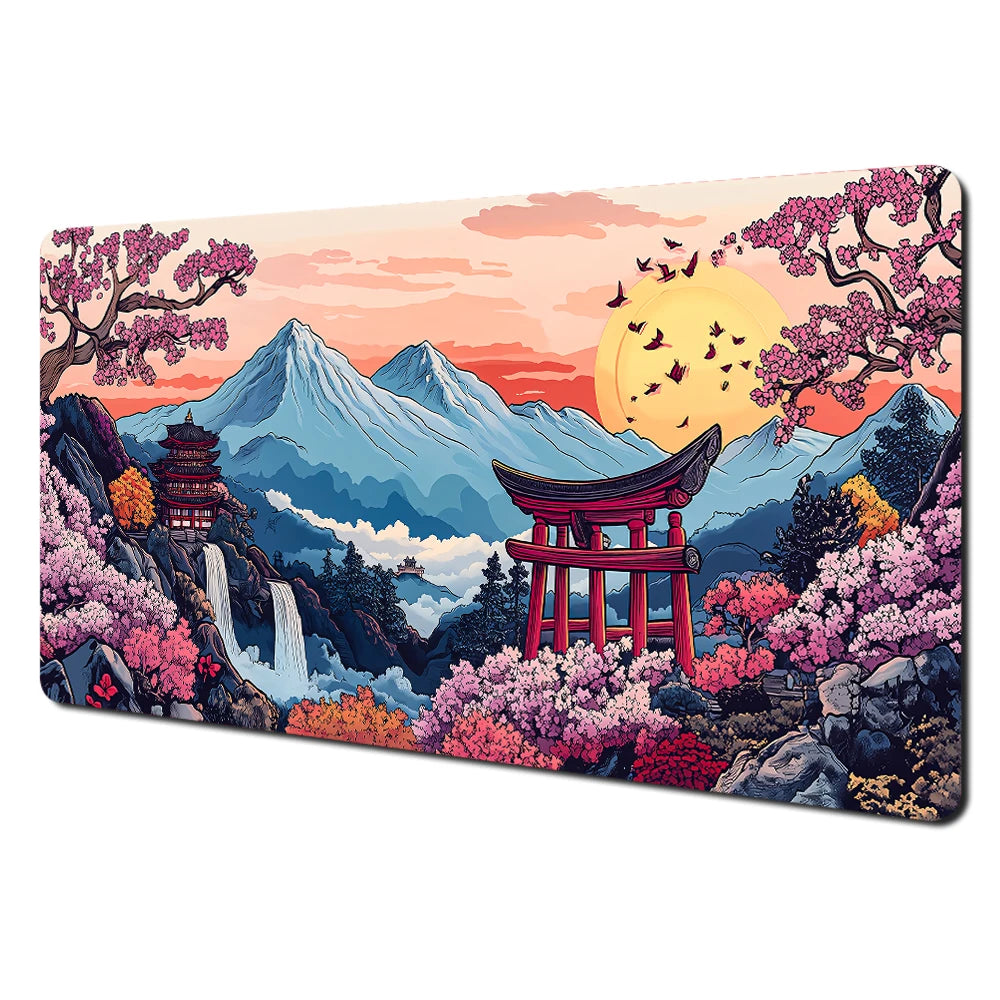 Red and Black Art Landscapes Large Mouse Pad Anti-Slip