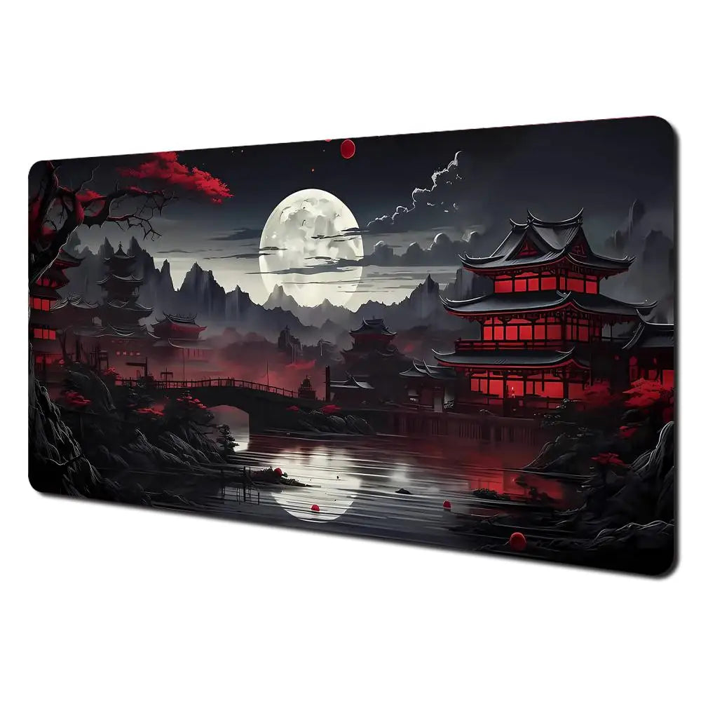Red and Black Art Landscapes Large Mouse Pad Anti-Slip