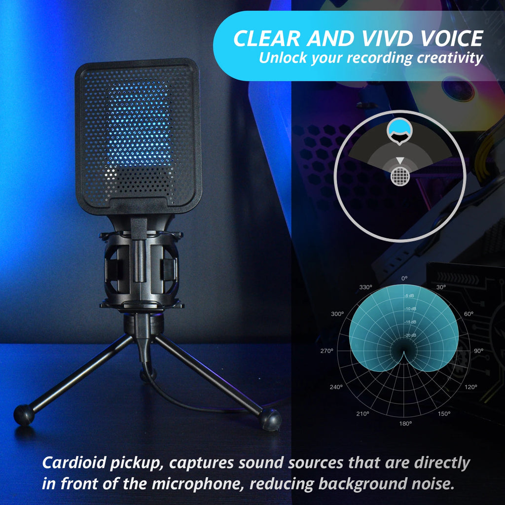 Gaming Computer Professional Condenser Microphone Mic PC Laptop USB
