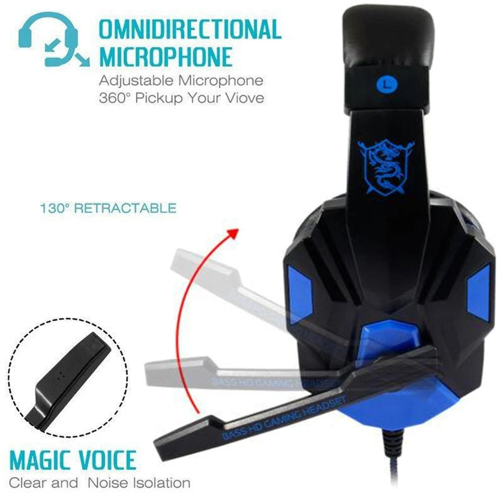 Gaming Headphones 3.5mm Wired PC Bass Stereo Gamer Headset Phone Laptops Earphone Helmet With Microphone For PS4 Xbox One Switch
