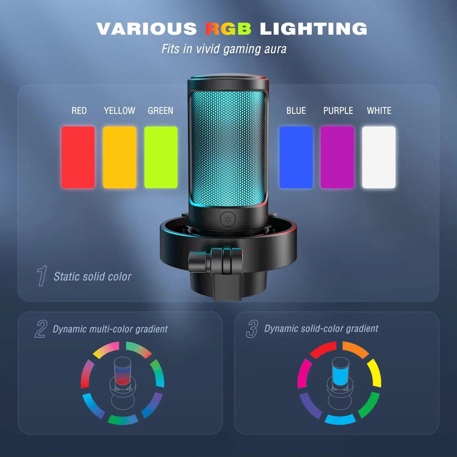 FIFINE Gaming Microphone with RGB Control, Mute Touch,Condenser Computer Desktop Mic with Pop Filter for Recording/Streaming