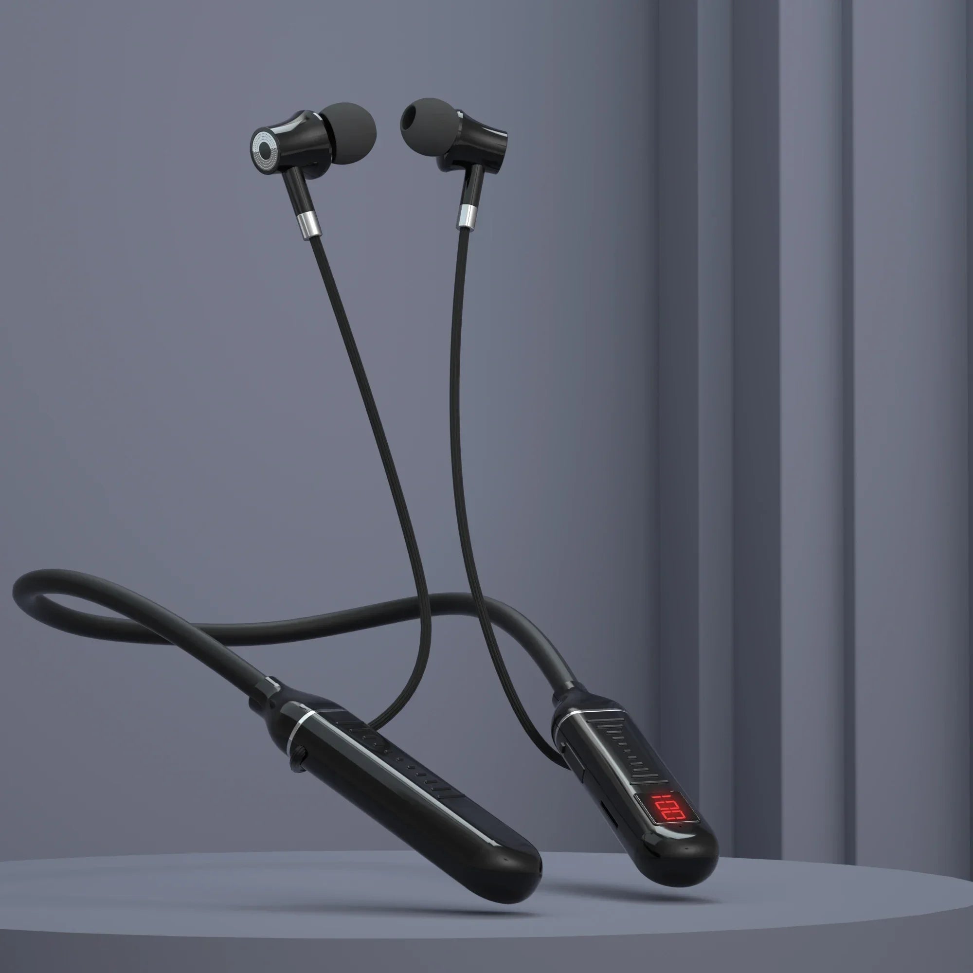 Wireless Earphones 5.3 Neckband Headphones Gaming with LED Display