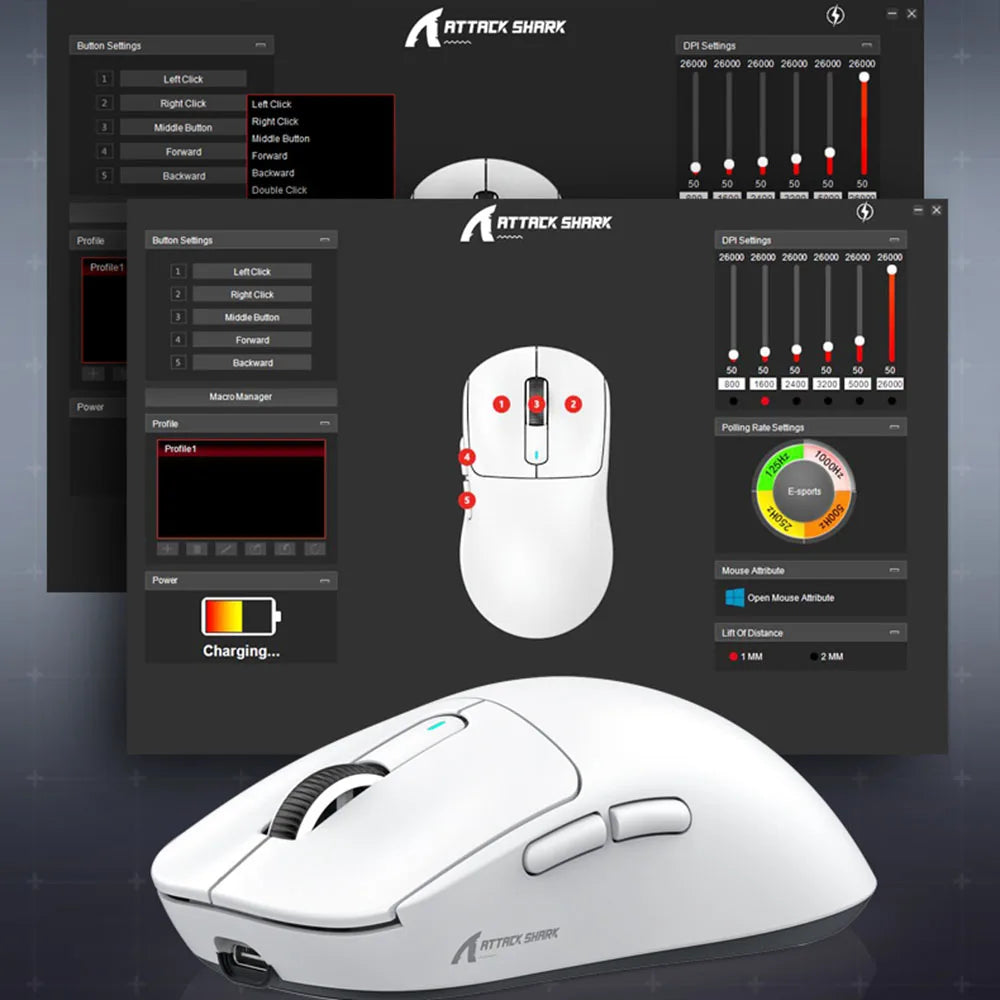 X3 Gaming Mouse Wireless ATTACK SHARK Red Color 4K
