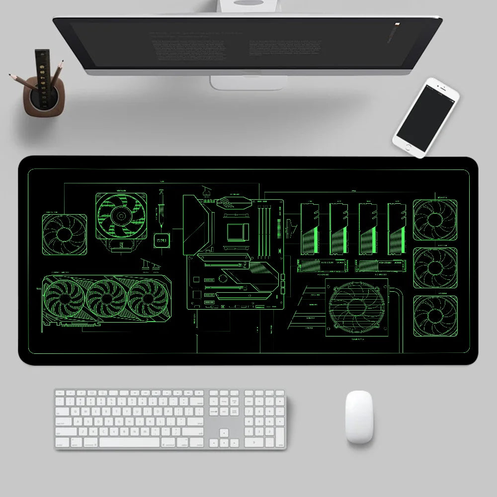 Larger Mousepad CPU Artistic line design Style Gaming Keyboard Computer 600x1200mm Desk Mat Accessories Game Mause Ped Office