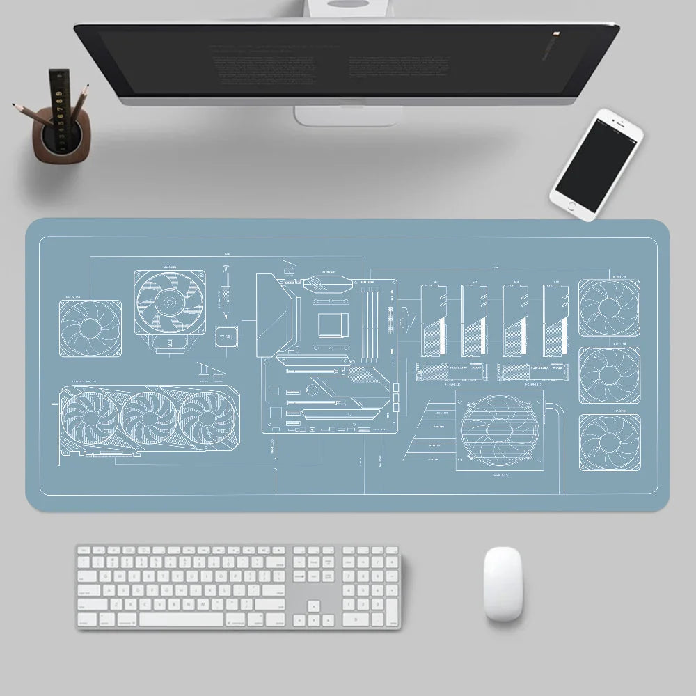 Larger Mousepad CPU Artistic line design Style Gaming Keyboard Computer 600x1200mm Desk Mat Accessories Game Mause Ped Office