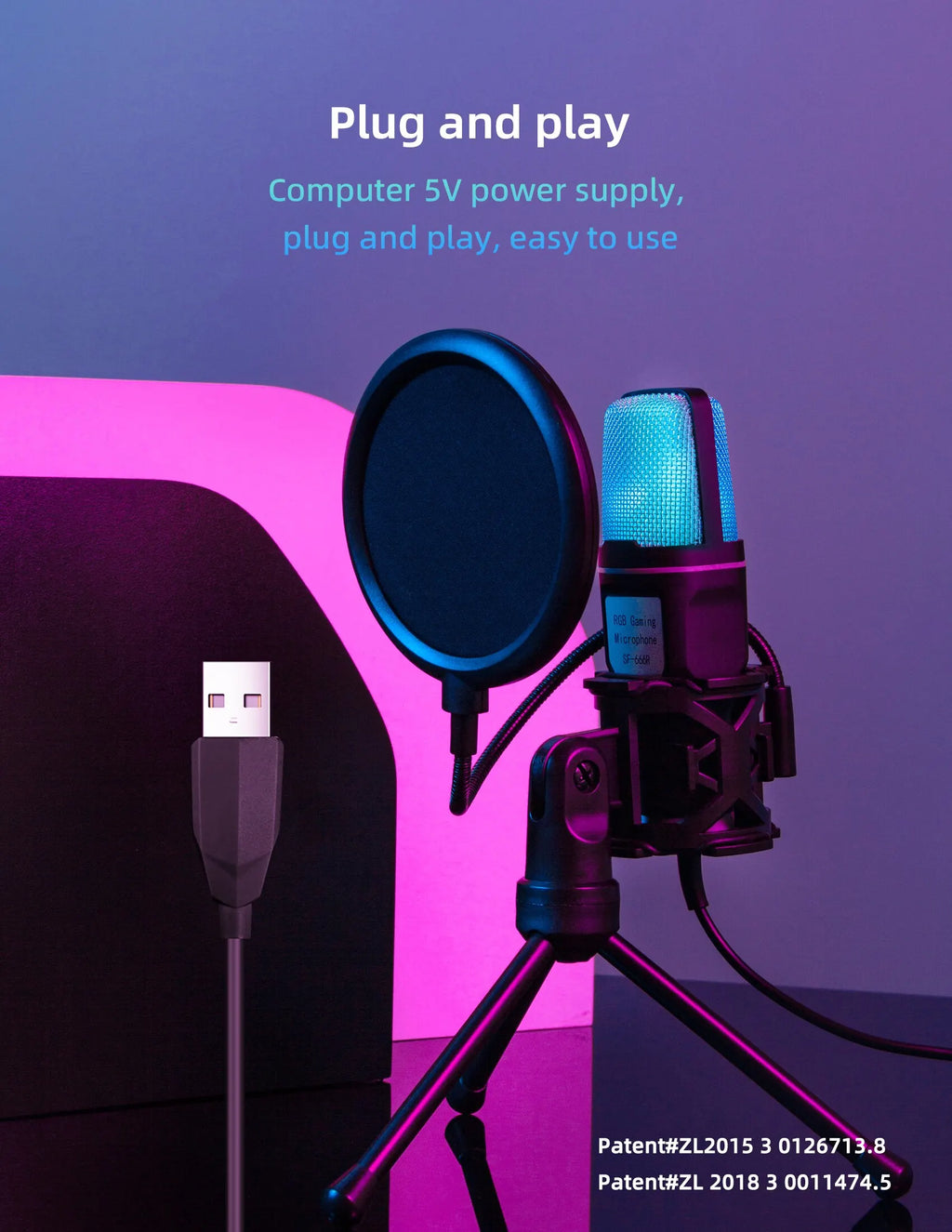 Gaming Computer Professional Condenser Microphone Mic PC Laptop USB
