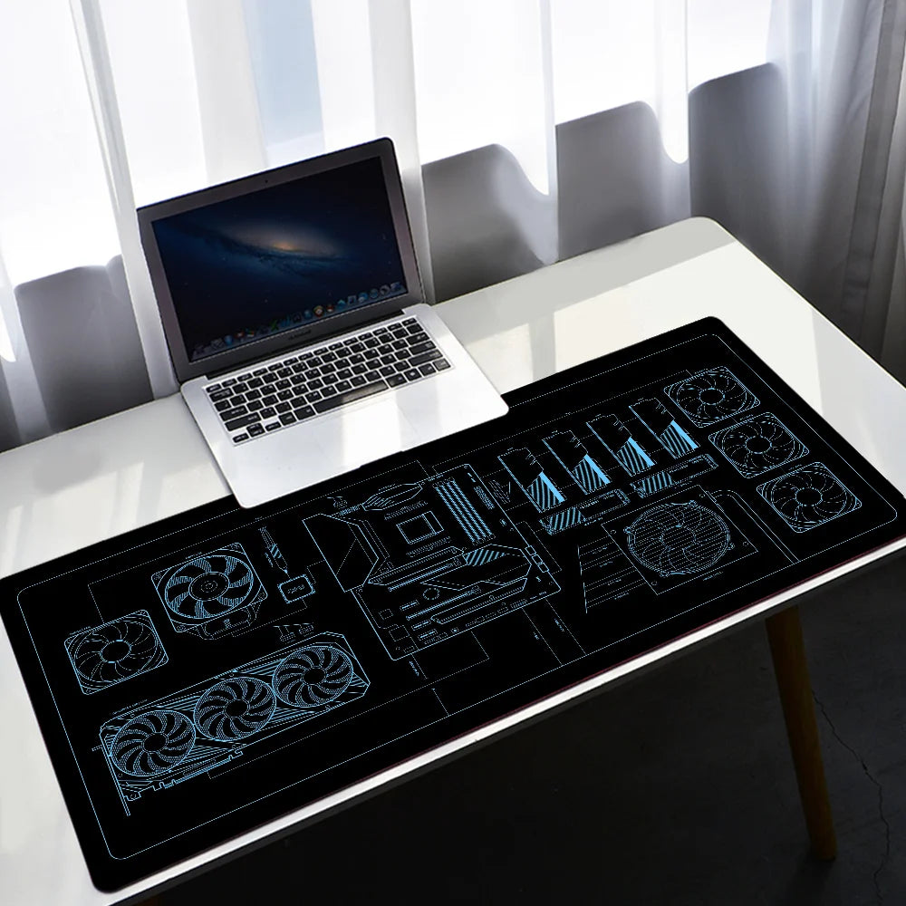Larger Mousepad CPU Artistic line design Style Gaming Keyboard Computer 600x1200mm Desk Mat Accessories Game Mause Ped Office