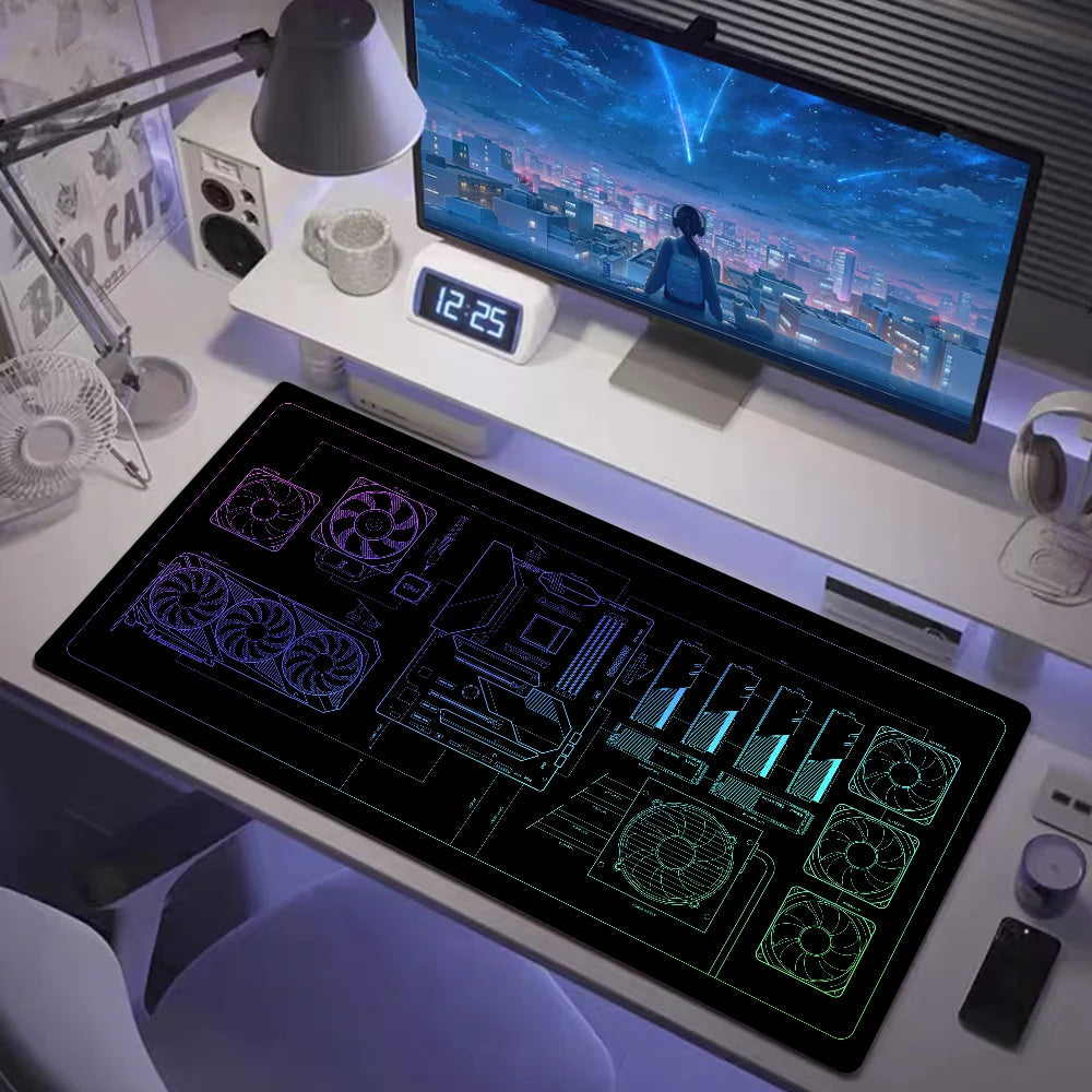 Larger Mousepad CPU Artistic line design Style Gaming Keyboard Computer 600x1200mm Desk Mat Accessories Game Mause Ped Office