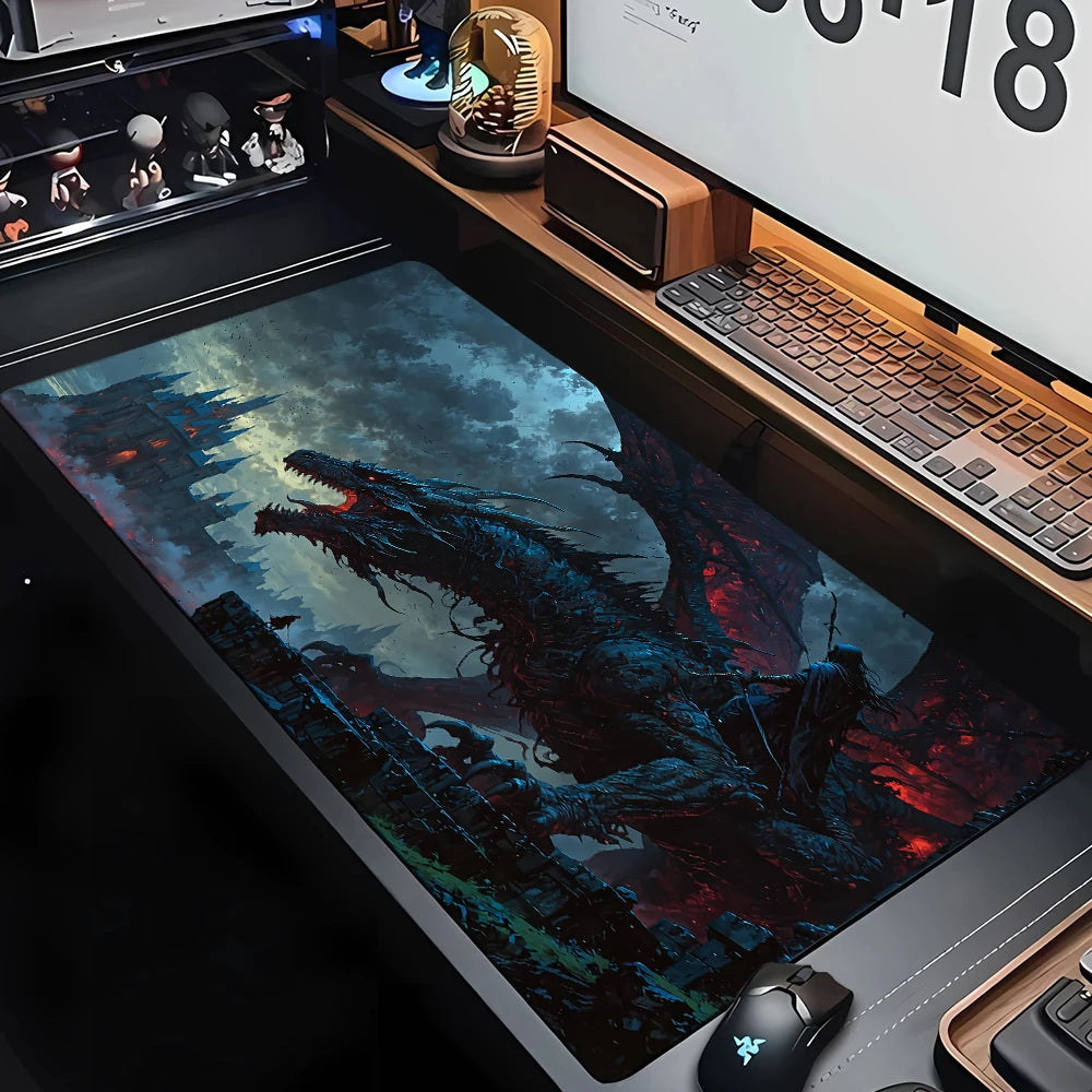 Demonic Giant Flying Dragon Mouse Pad Non-Slip Desk Mat PC Accessories Gaming Mat Dragon Desk Pad MTG Playmat Extended Pad