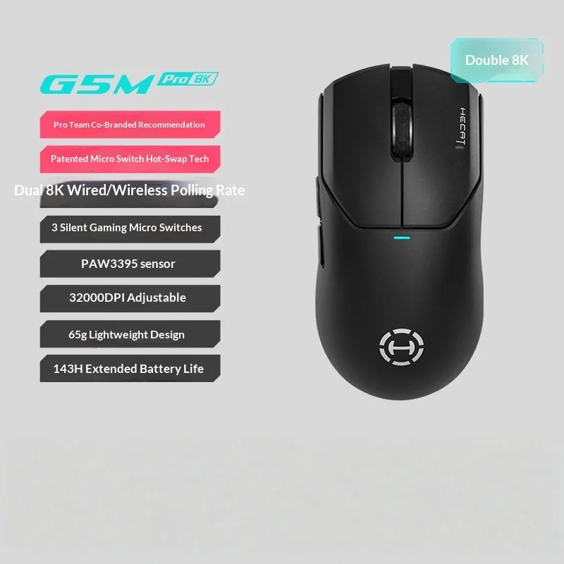 EDIFIER HECATE G5M Ultra Wireless Gaming Mouse G5M Ultra Dual 8K Hot Swappable Silent Switch PAW3950 Nordic 54L15 600Mah Laptop