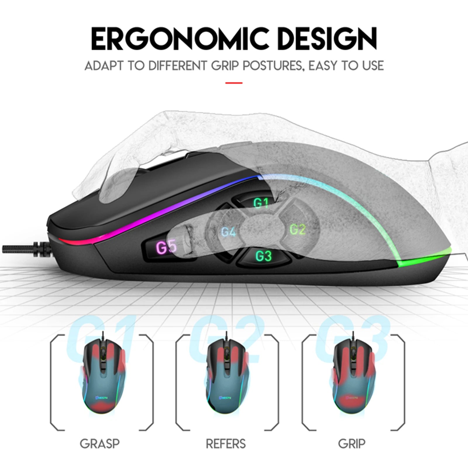 X9 Wired Gaming Mouse, RGB Backlit,