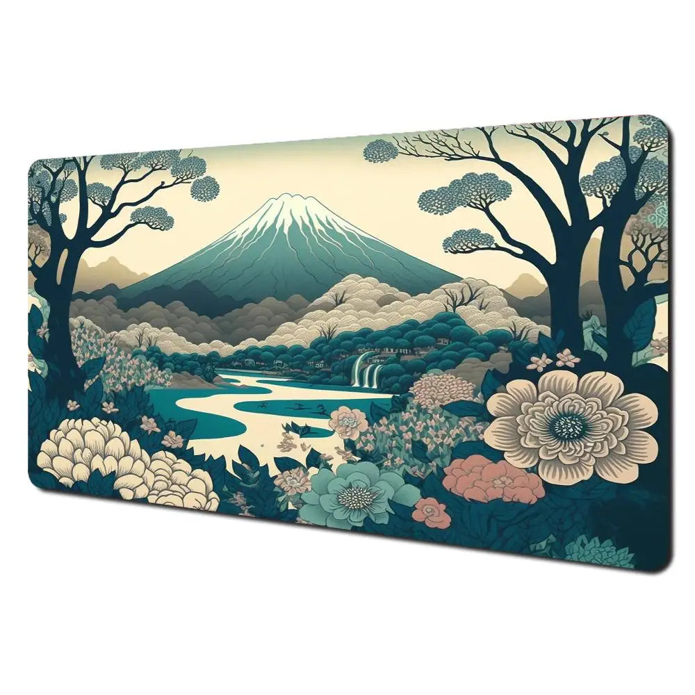 Red and Black Art Landscapes Large Mouse Pad Anti-Slip