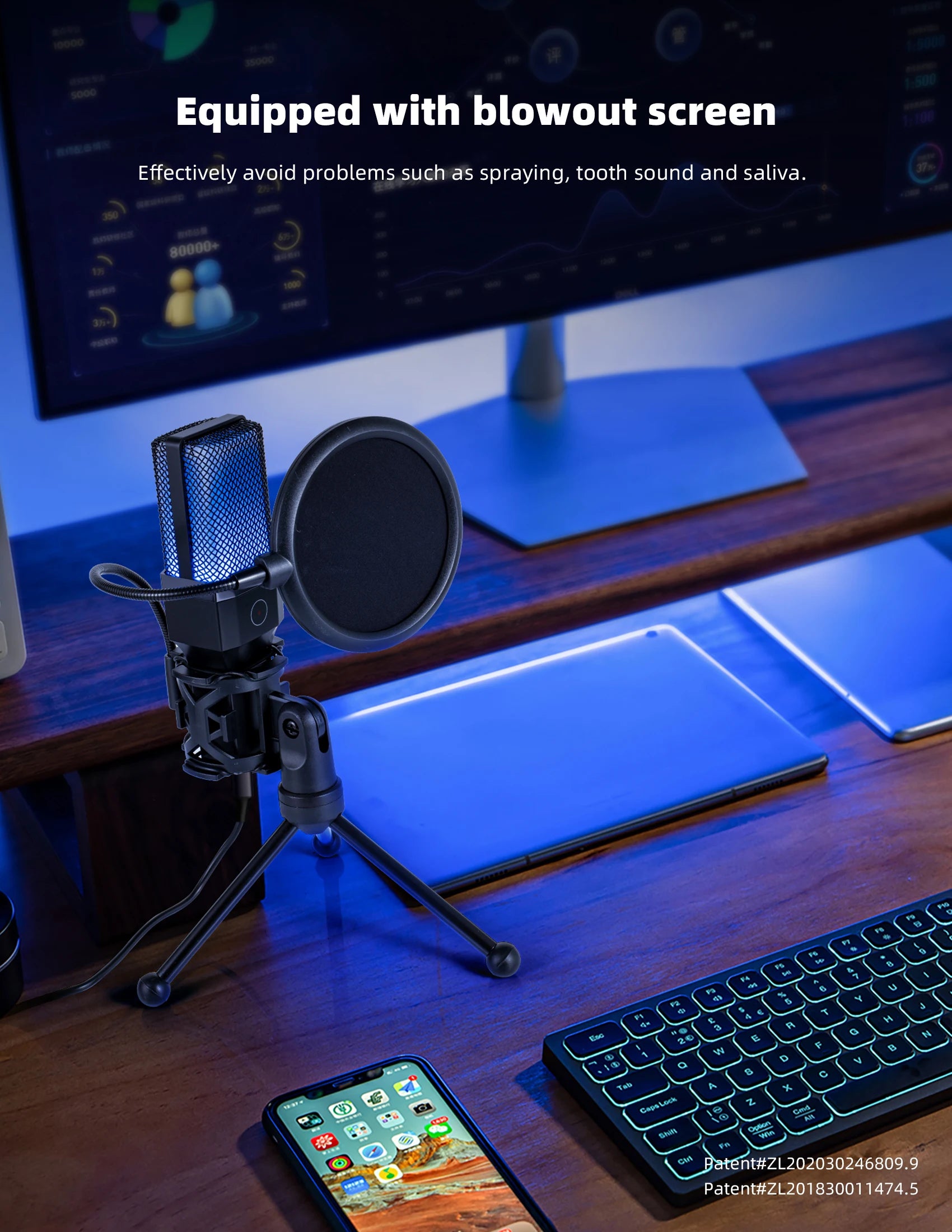 Gaming Computer Professional Condenser Microphone Mic PC Laptop USB
