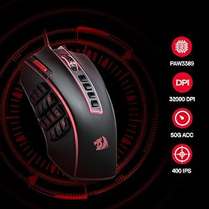 Redragon M990 MMO Gaming Mouse, 32000 DPI High Precision Wired RGB Gamer Mouse W/23 Programmable Buttons, 16 Side Macro Keys